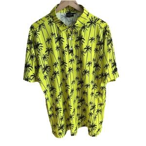 Sunday Swagger Performance Polo Golf Shirt Men's Sz 2XL Neon Yellow & Black Palm